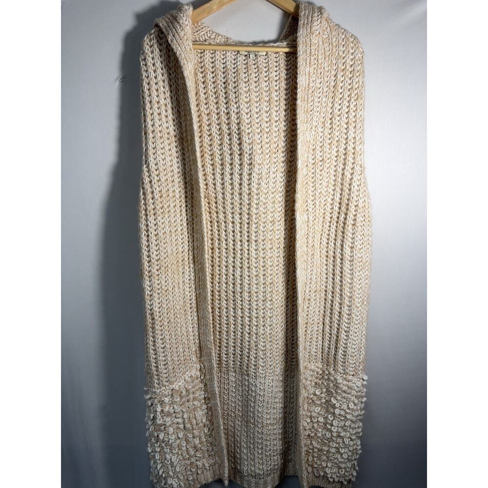 Cocogio Hooded Chunky Knit Sleeveless Long‎ Cardigan Sweater Vest Italy L